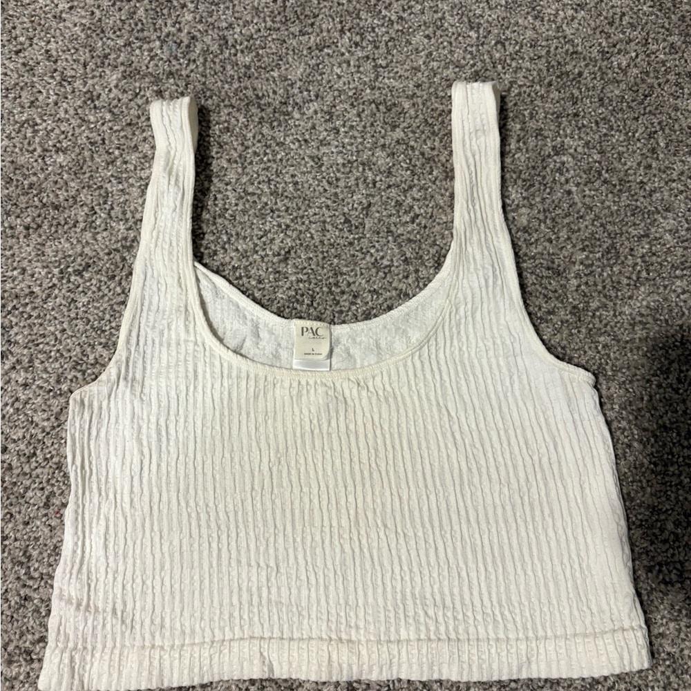 Pacsun White Ribbed Tank Cropped Top